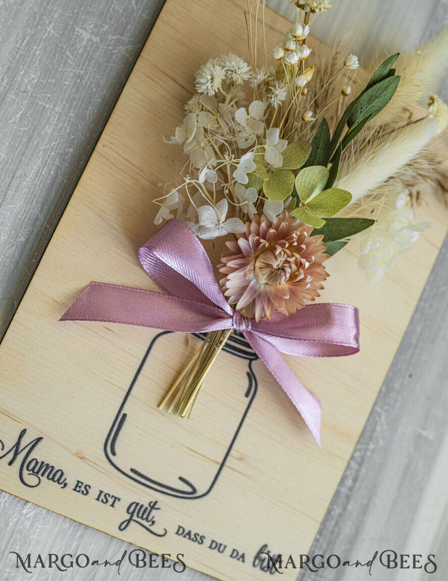 Geschenke zum Muttertag Grußkarten für Mama Holzkarte mit Widmung für Mama – Geschenkbox mit Trockenblumen Geschenk in eleganter Box mit Trockenblumen zum Muttertag Geschenkidee zum Muttertag