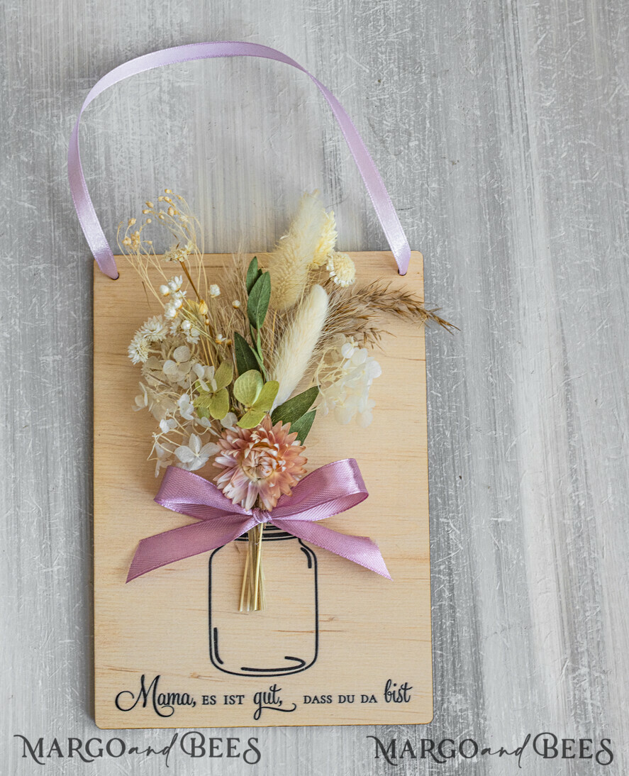 Geschenke zum Muttertag Grußkarten für Mama Holzkarte mit Widmung für Mama – Geschenkbox mit Trockenblumen Geschenk in eleganter Box mit Trockenblumen zum Muttertag Geschenkidee zum Muttertag