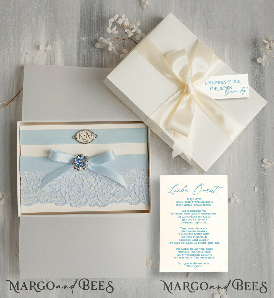 BRIDE bolero, robes, garter Geschenkidee für die Braut Strumpfband Doppeltes Strumpfband-Set für die Braut – edel & romantisch in Geschenkbox mit Gedicht – perfektes Geschenk zur Hochzeit