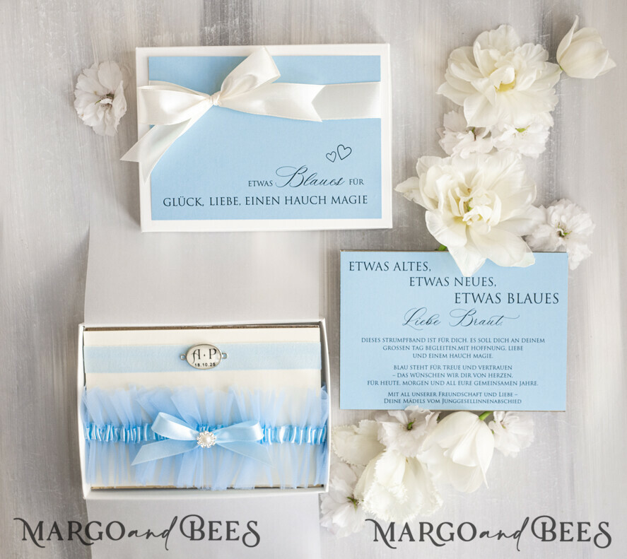 BRIDE bolero, robes, garter Geschenkidee für die Braut Strumpfband Strumpfband Etwas Blaues Geschenk für die Braut von der Trauzeugin JGA