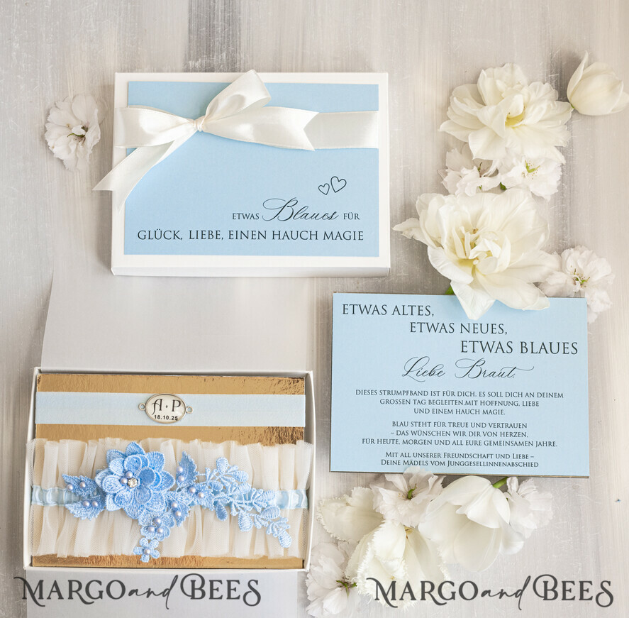 BRIDE bolero, robes, garter Geschenkidee für die Braut Strumpfband Strumpfband Etwas Blaues Geschenk für die Braut von der Trauzeugin JGA