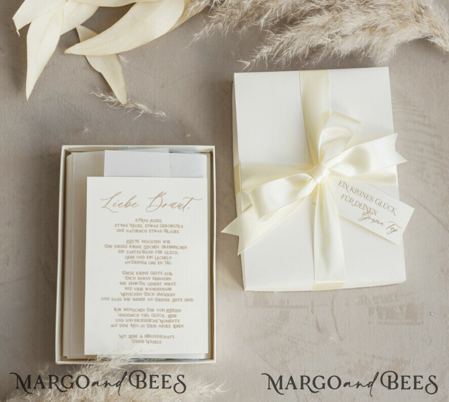 BRIDE bolero, robes, garter Geschenkidee für die Braut Strumpfband Strumpfband Ecru mit Personalisierung – Geschenkset für die Braut – Etwas Blaues zur Hochzeit