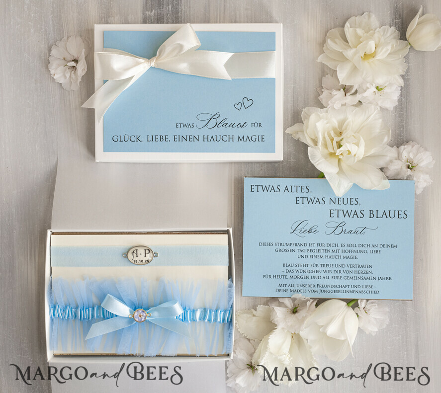 BRIDE bolero, robes, garter Geschenkidee für die Braut Strumpfband Strumpfband Etwas Blaues Geschenk für die Braut von der Trauzeugin JGA