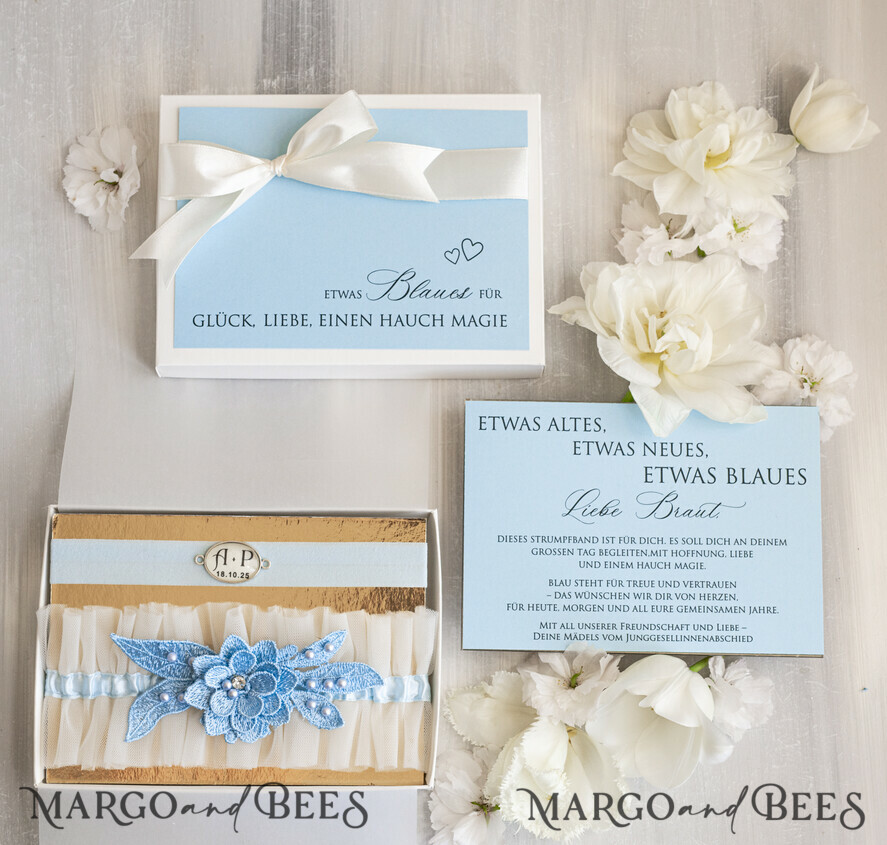 BRIDE bolero, robes, garter Geschenkidee für die Braut Strumpfband Strumpfband Etwas Blaues Geschenk für die Braut von der Trauzeugin JGA