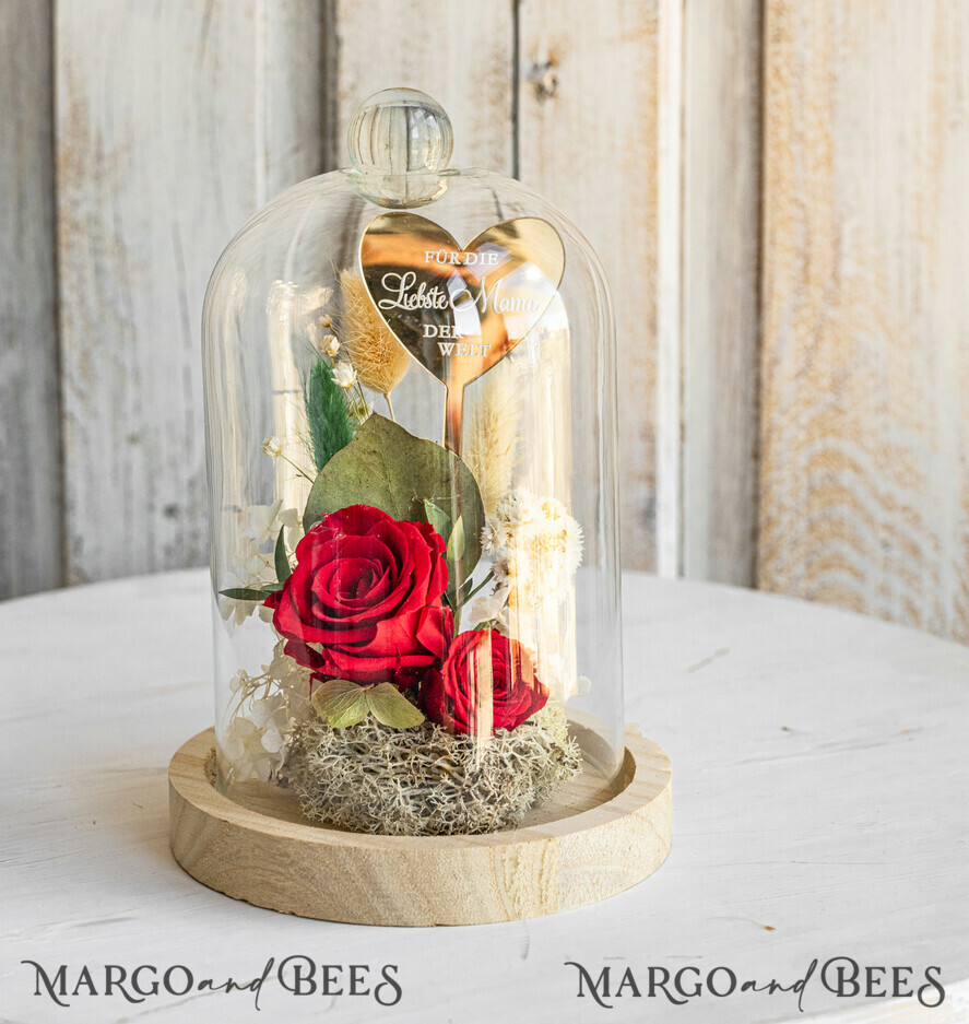 Geschenke zum Muttertag Glaskuppel mit Trockenblumen Glaskuppel mit Trockenblumen & Rose – Geschenkidee zum Muttertag