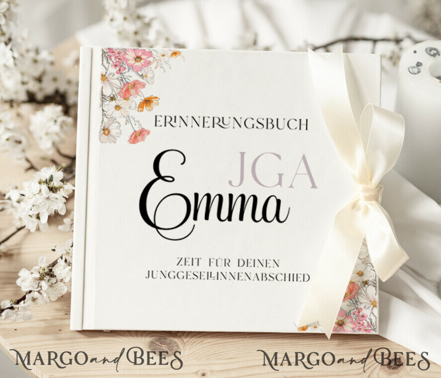 BRIDAL SHOWER INVITATIONS JGA geschenk braut JGA Gästebuch für die Braut – Buch mit Schleife & Fragen an Freundinnen – personalisiert