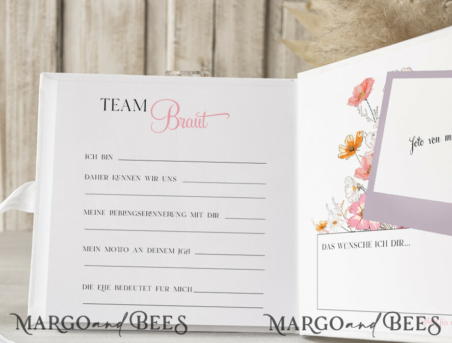 BRIDAL SHOWER INVITATIONS JGA geschenk braut JGA Gästebuch für die Braut – Buch mit Schleife & Fragen an Freundinnen – personalisiert