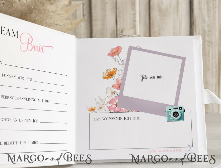 BRIDAL SHOWER INVITATIONS JGA geschenk braut JGA Gästebuch für die Braut – Buch mit Schleife & Fragen an Freundinnen – personalisiert
