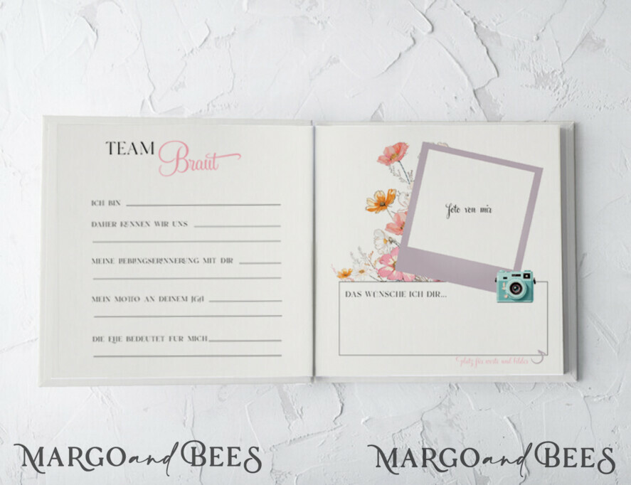 BRIDAL SHOWER INVITATIONS JGA geschenk braut JGA Gästebuch für die Braut – Buch mit Schleife & Fragen an Freundinnen – personalisiert