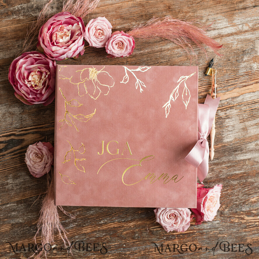 BRIDAL SHOWER INVITATIONS JGA geschenk braut JGA Kartenbox aus Samt – personalisiert mit goldener Prägung, inkl. Gästekarten für die Braut