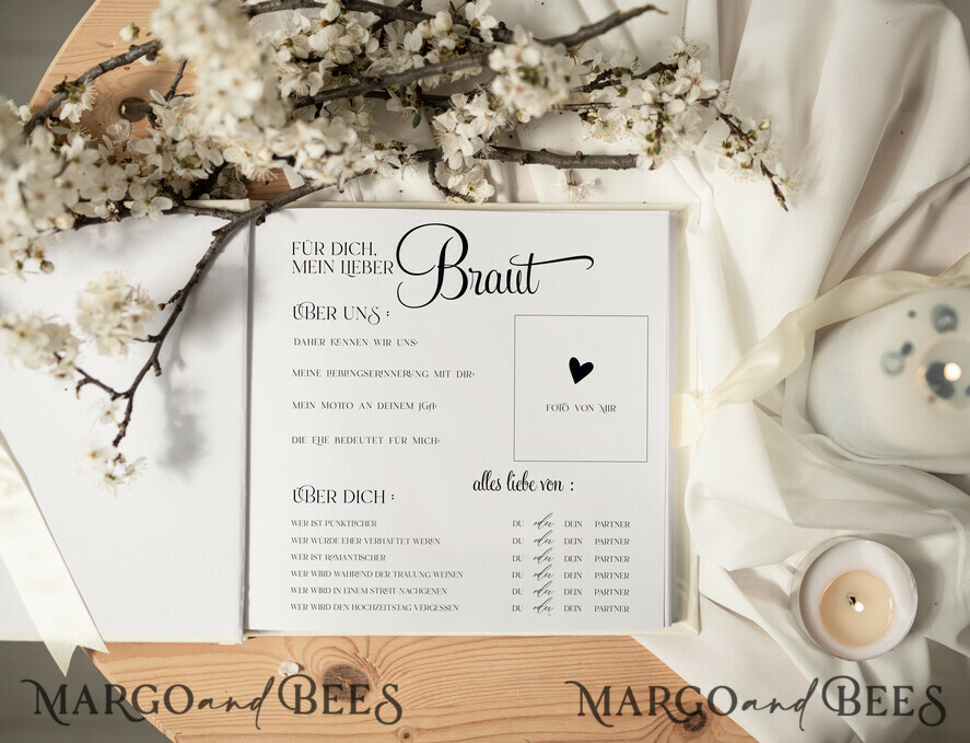 BRIDAL SHOWER INVITATIONS JGA geschenk braut JGA Gästebuch für die Braut – Buch mit Schleife & Fragen an Freundinnen – personalisiert