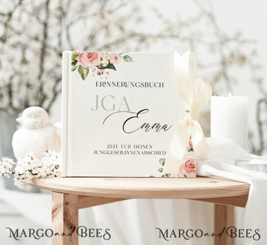 BRIDAL SHOWER INVITATIONS JGA geschenk braut JGA Gästebuch für die Braut – Buch mit Schleife & Fragen an Freundinnen – personalisiert