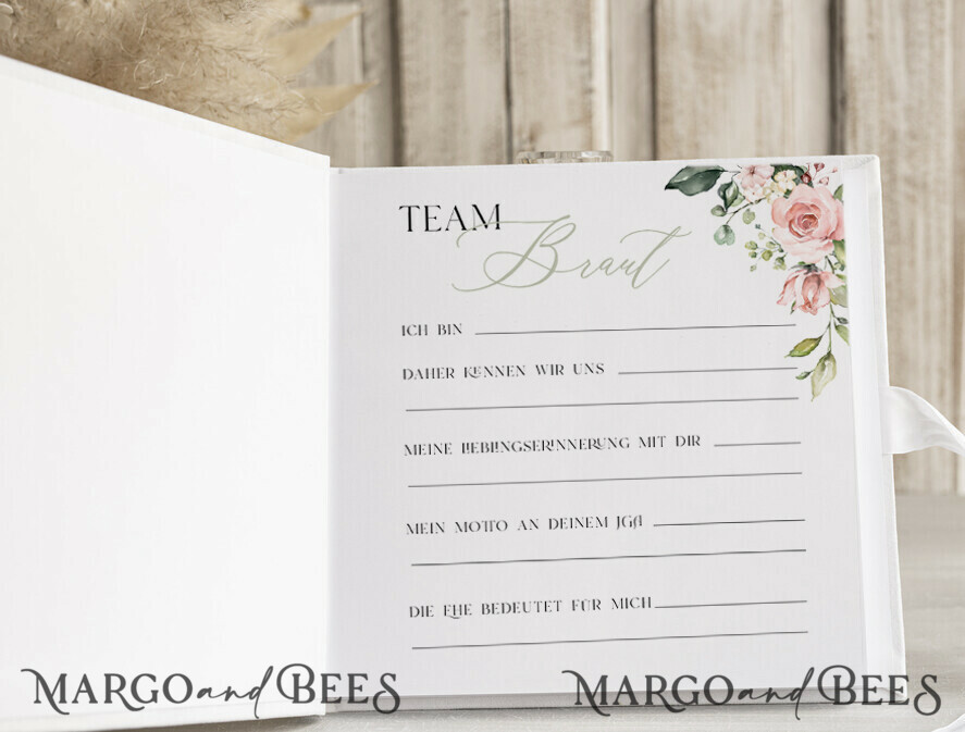 BRIDAL SHOWER INVITATIONS JGA geschenk braut JGA Gästebuch für die Braut – Buch mit Schleife & Fragen an Freundinnen – personalisiert