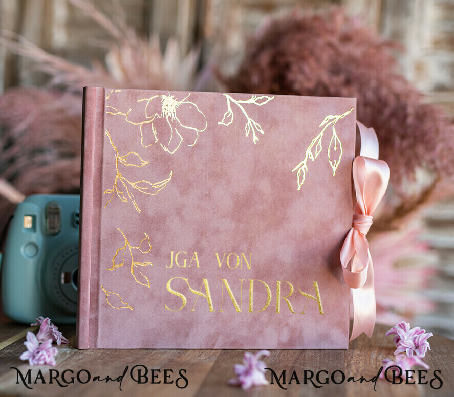 BRIDAL SHOWER INVITATIONS JGA geschenk braut JGA Gästebuch für die Braut – Velour-Buch mit Schleife & Fragen an Freundinnen – personalisiert