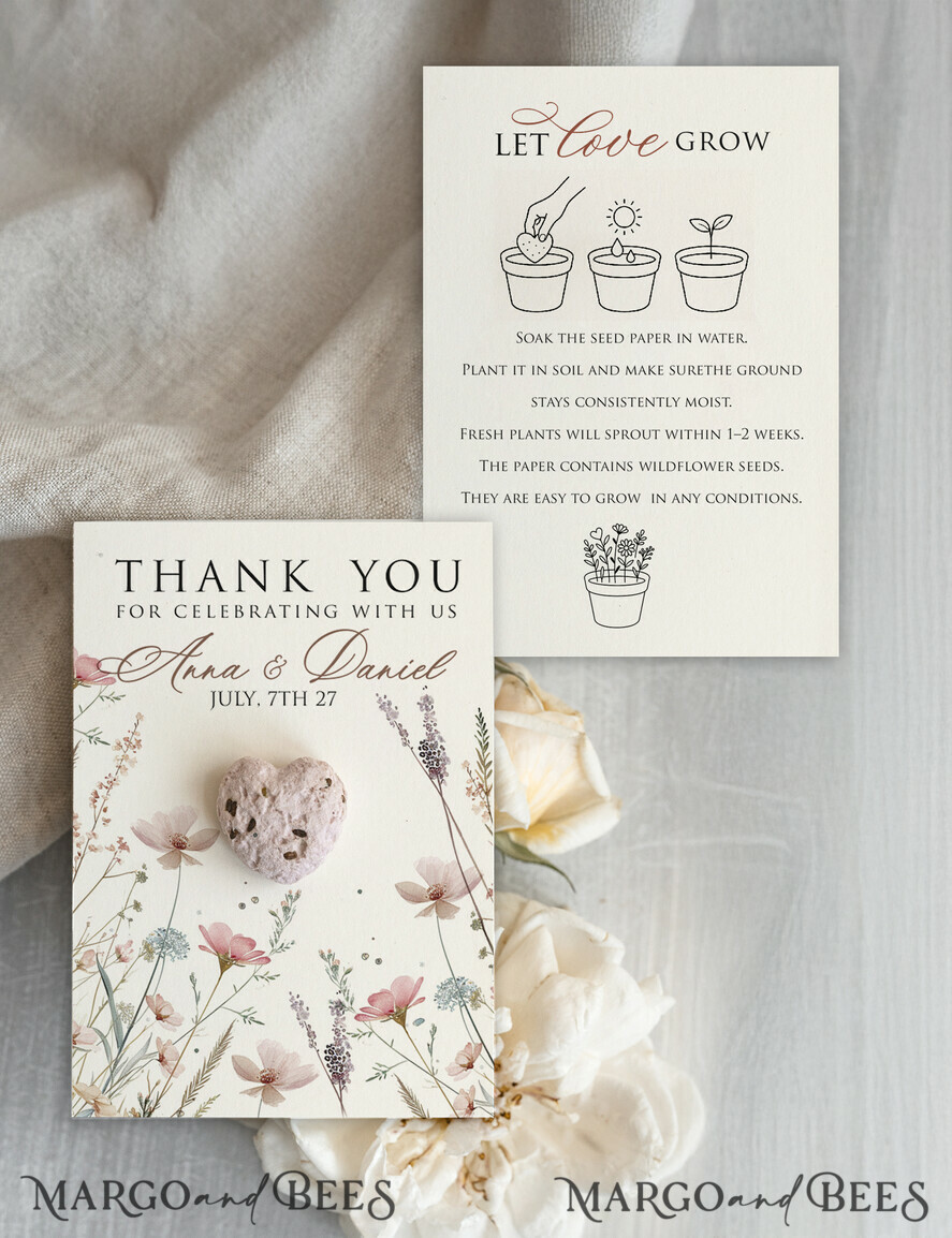 WEDDING FAVORS Seeds of Love Wedding Favor gifts in bulk Personalized Seed Card With Plantable Seed Paper. Wildflower Seed Paper. Thank you gifts for guests