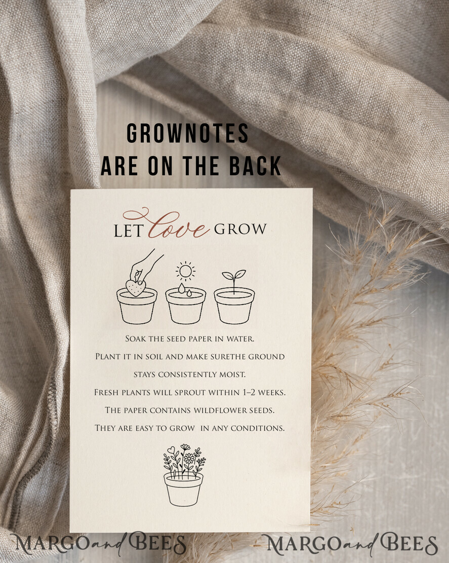 WEDDING FAVORS Seeds of Love Wedding Favor gifts in bulk Personalized Seed Card With Plantable Seed Paper. let love grow Thank you gifts for guests