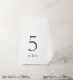 TABLE DECOR SIGNS romantic Minimalistic White Wedding Table Number, Simple Elegant Table Cards, Handmade Simple Table Décor, Luxury Aesthetic White Table Numbers With Black Printout      1