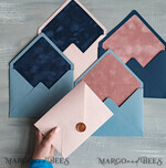 WEDDING INVITATIONS Velvet Envelopes  custom mix colors envelopes for invitations with velvet liners, a7 handmade  Envelopes with velvet liner for Wedding cards3