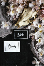 PLACE CARDS / TABLE CARDS Boho Elegance Bold Line Unique Wedding Place Cards, Dark Wedding Stationery, Modern Black and White Wedding Name Tags, Original Wedding Cards, Editable Wording Black Escort Cards 1
