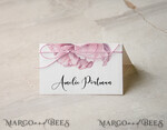 PLATZKARTEN / TISCHKARTEN  
 Boho Eleganz Bold Linie Romantische weiße Hochzeitsplatzkarte mit pinkem Bindfaden, eleganter floraler Grafik, zarter schwarzer Schrift, moderne Hochzeitsstationery, individuelle Texte, Pfingstrosen-Eskortkarten.2