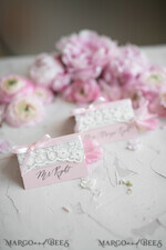 PLACE CARDS / TABLE CARDS Lace Romantic Lace Blush Pink Wedding Place Cards with Blush Pink Ribbon, Elegant Name Tags for Your Wedding Tables, Blush Pink Weddign Stationery, Gorgeous Cards8