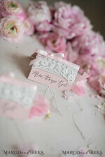 PLACE CARDS / TABLE CARDS Lace Romantic Lace Blush Pink Wedding Place Cards with Blush Pink Ribbon, Elegant Name Tags for Your Wedding Tables, Blush Pink Weddign Stationery, Gorgeous Cards8