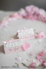 PLACE CARDS / TABLE CARDS Lace Romantic Lace Blush Pink Wedding Place Cards with Blush Pink Ribbon, Elegant Name Tags for Your Wedding Tables, Blush Pink Weddign Stationery, Gorgeous Cards8