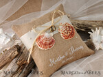 Beach Seashells wedding Ring Pillow • Custom Burlap Beach Ring Bearer Pillow • Beach Custom Ring Bearer3