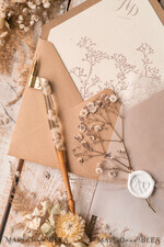 HOCHZEITS EINLADUNGEN rustikal / Landhausstil / Shabby Chic Rustikale Hochzeitskarten UK Echte Gypsophila Pergamentumwicklung mit Wachssiegel Baby Atem Blumen auf handgemachter Umschlag11