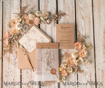 HOCHZEITS EINLADUNGEN rustikal / Landhausstil / Shabby Chic Rustikale Hochzeitskarten UK Echte Gypsophila Pergamentumwicklung mit Wachssiegel Baby Atem Blumen auf handgemachter Umschlag11