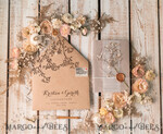 HOCHZEITS EINLADUNGEN rustikal / Landhausstil / Shabby Chic Rustikale Hochzeitskarten UK Echte Gypsophila Pergamentumwicklung mit Wachssiegel Baby Atem Blumen auf handgemachter Umschlag11