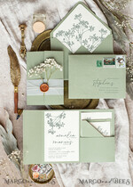 HOCHZEITS EINLADUNGEN rustikal / Landhausstil / Shabby Chic Salbeigrüne Hochzeits-Einladungskarte Set Natürliche Baby-Atemblumen Hochzeits-Einladungen Suite Moderne Boho-Hochzeitskarten Gartenhochzeit15