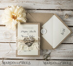 HOCHZEITS EINLADUNGEN rustikal / Landhausstil / Shabby Chic Rustikale Hochzeitseinladungen mit Vintage-Spitze und Holzherz Bastelumschlag Einfache elegante Schreibwaren7