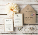 HOCHZEITS EINLADUNGEN rustikal / Landhausstil / Shabby Chic Rustikale Hochzeitseinladungen mit Vintage-Spitze und Holzherz Bastelumschlag Einfache elegante Schreibwaren7