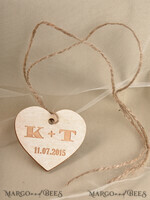 cute wedding favor cards, heart or custom design wooden tag4