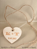 cute wedding favor cards, heart or custom design wooden tag4