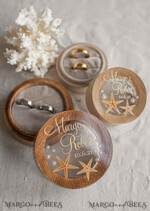 RING BEARER BOXES & PILLOWS Epoxy Wedding rings Box wedding beach ring Box, engraved wedding ring box  • personalised rustic ring box • real Starfish luxury ring box18