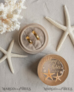 RING BEARER BOXES & PILLOWS Epoxy Wedding rings Box wedding beach ring Box, engraved wedding ring box  • personalised rustic ring box • real Starfish luxury ring box18