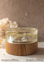 RINGTRÄGERBOXEN & KISSEN Epoxidharz Trauringe Box Epoxidharz & Holz Eheringbox für die Zeremonie, Boho Epoxid Eheringboxen für ihn und sie, transparente Epoxid-Doppelringbox für die Hochzeit, Holzharzblumen Heiratsantragsringbox.25
