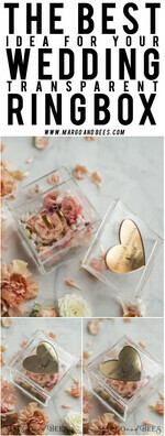 RING BEARER BOXES & PILLOWS Epoxy Wedding rings Box Clear transparent wedding box, wood wedding ring box  • Gold wedding rings box • Gold Heart luxury ring box13