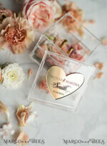 RING BEARER BOXES & PILLOWS Epoxy Wedding rings Box Clear transparent wedding box, wood wedding ring box  • Gold wedding rings box • Gold Heart luxury ring box13
