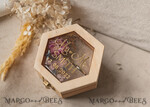 RINGTRÄGERBOXEN & KISSEN Epoxidharz Trauringe Box Hexagon Epoxidharz- und Holzhochzeitsringbox für die Zeremonie, Boho Epoxidhochzeitsringboxen für ihn und sie, transparente Epoxid-Doppelringbox für die Hochzeit, Holzharzblumen Heiratsantrag Ringbox.16