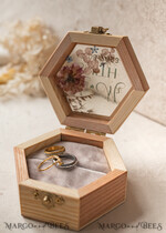 RINGTRÄGERBOXEN & KISSEN Epoxidharz Trauringe Box Hexagon Epoxidharz- und Holzhochzeitsringbox für die Zeremonie, Boho Epoxidhochzeitsringboxen für ihn und sie, transparente Epoxid-Doppelringbox für die Hochzeit, Holzharzblumen Heiratsantrag Ringbox.16