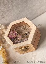 RINGTRÄGERBOXEN & KISSEN Epoxidharz Trauringe Box Hexagon Epoxidharz- und Holzhochzeitsringbox für die Zeremonie, Boho Epoxidhochzeitsringboxen für ihn und sie, transparente Epoxid-Doppelringbox für die Hochzeit, Holzharzblumen Heiratsantrag Ringbox.16