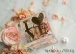 RING BEARER BOXES & PILLOWS Epoxy Wedding rings Box Gold Love wedding Box, rustic glam wedding ring box  • handmade ring bearer box • Clear Transparent luxury ring box18