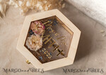 RINGTRÄGERBOXEN & KISSEN Epoxidharz Trauringe Box Sechseckige Epoxidharz- und Holzhochzeitsringbox für die Zeremonie, Boho Epoxid-Hochzeitsringboxen für ihn und sie, transparente Epoxid-Doppelringbox für die Hochzeit, Holzharzblumen-Heiratsantragsringbox.11