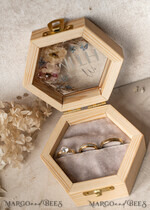 RINGTRÄGERBOXEN & KISSEN Epoxidharz Trauringe Box Sechseckige Epoxidharz- und Holzhochzeitsringbox für die Zeremonie, Boho Epoxid-Hochzeitsringboxen für ihn und sie, transparente Epoxid-Doppelringbox für die Hochzeit, Holzharzblumen-Heiratsantragsringbox.11