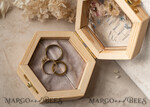 RINGTRÄGERBOXEN & KISSEN Epoxidharz Trauringe Box Sechseckige Epoxidharz- und Holzhochzeitsringbox für die Zeremonie, Boho Epoxid-Hochzeitsringboxen für ihn und sie, transparente Epoxid-Doppelringbox für die Hochzeit, Holzharzblumen-Heiratsantragsringbox.11