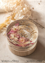 RINGTRÄGERBOXEN & KISSEN Epoxidharz Trauringe Box Epoxidharz und Holz Hochzeitsringbox für die Zeremonie, Boho Epoxid Hochzeitsringboxen für ihn und sie, transparente Epoxid Doppelringbox für die Hochzeit, Holzharz Blumen Heiratsantragsringbox.30