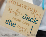 FLOWER GIRL / Page Boy SIGNS wood too late to run uncle cause here she comes Personalised wooden wedding sign, Wooden Page boy sign, Wood Engraved flower girl sign, flower girl wedding day sign, rustic wedding decor for flower girl, daddy here comes mummy, here comes the bride4